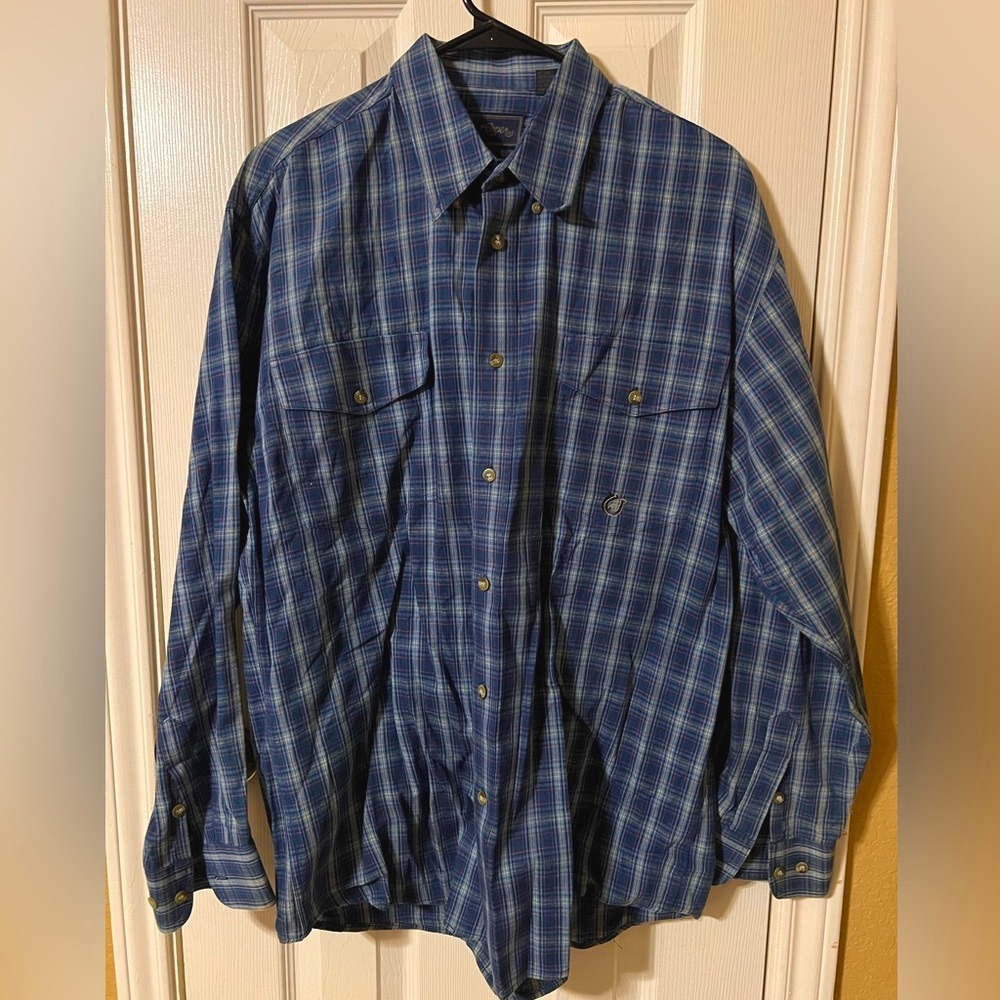 Roper Men's Size L Button Shirt Blue Plaid 100% Cotton Western Cowboycore - Picture 4 of 9
